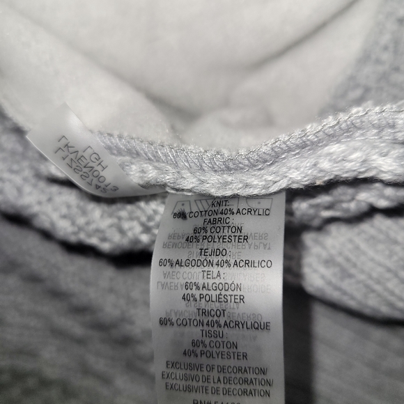 NWT Karl Lagerfeld Gray Hooded Sweater Jacket with Patches Size M - Picture 9 of 10